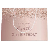 Verjaardag roos gouden blush roze naam groot cadeauzakje (Voorkant)