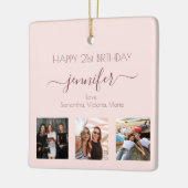 Verjaardag roos gouden blush vriend foto keramisch ornament (Links)