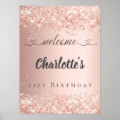 Verjaardag roos gouden blush welkom poster (Voorkant)