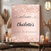 Verjaardag roos gouden blush welkom poster