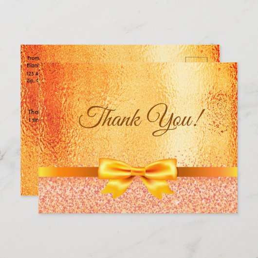 Verjaardag roos gouden boog Dank u Briefkaart (Voorkant / Achterkant)