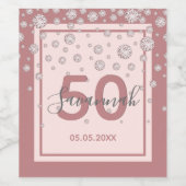 Verjaardag roos gouden diamanten naam wijn etiket (Enkel label)