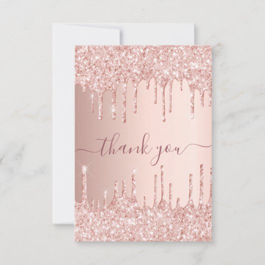 Verjaardag roos gouden druppels dank u bedankkaart (Voorkant)