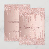 Verjaardag roos gouden druppels dank u bedankkaart (Voorkant / Achterkant)