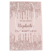 Verjaardag roos gouden druppels medium cadeauzakje (Voorkant)