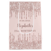 Verjaardag roos gouden druppels medium cadeauzakje (Achterkant)