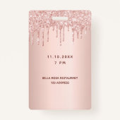 Verjaardag roos gouden druppels roze vip badge (Achterkant)