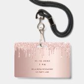 Verjaardag roos gouden druppels roze vip badge (Achterkant met lanyard)