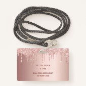 Verjaardag roos gouden druppels roze vip badge (Achterkant met draagriem)