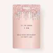 Verjaardag roos gouden druppels roze zilveren vip badge (Achterkant)