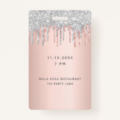 Verjaardag roos gouden druppels roze zilveren vip badge (Achterkant)