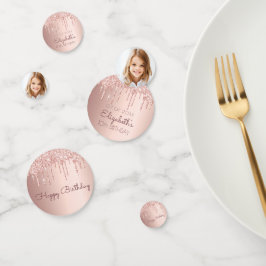 Verjaardag roos gouden glitter druppels foto meisj confetti