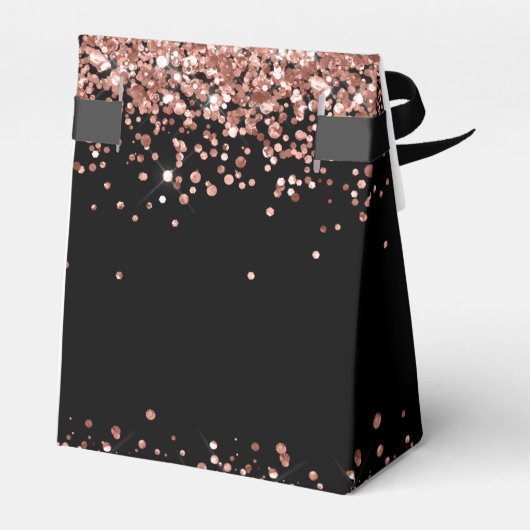 Verjaardag Roos Gouden Glitter Monogram Dank u Bedankdoosjes (Achterkant)