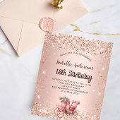 Verjaardag roos gouden koets budget uitnodiging