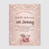 Verjaardag roos gouden koets luxe magnetische uitnodiging (Voorkant)