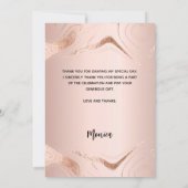 Verjaardag roos gouden marmeren foto dank u kaart (Achterkant)