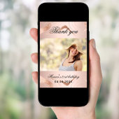 Verjaardag roos gouden marmeren foto dank u kaart