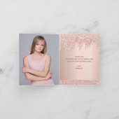 Verjaardag roos gouden meisje bedankkaart (Binnen)