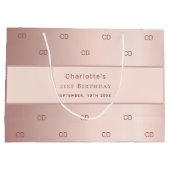 Verjaardag roos gouden monogram groot cadeauzakje (Achterkant)