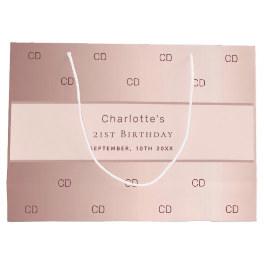 Verjaardag roos gouden monogram groot cadeauzakje (Achterkant)