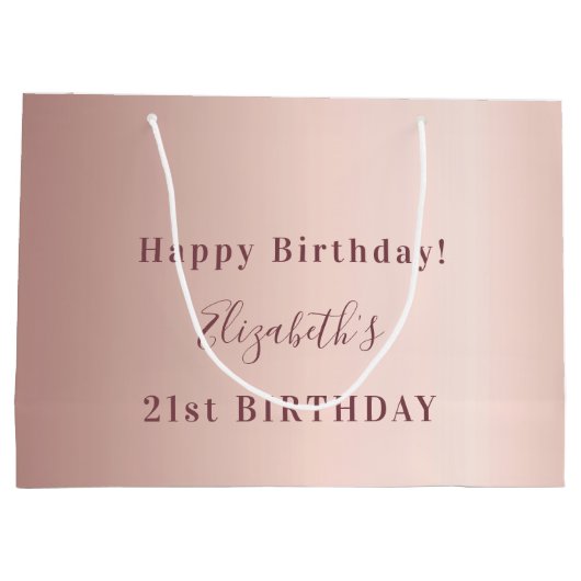 Verjaardag roos gouden monogram modern minimalisti groot cadeauzakje (Achterkant)