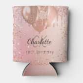 Verjaardag roos gouden roze ballonnen monogram naa blikjeskoeler (Voorkant)