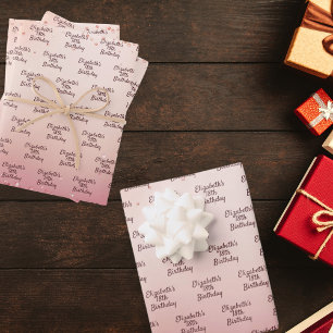 Verjaardag roos gouden roze confetti naam inpakpapier vel