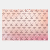 Verjaardag roos gouden roze confetti naam inpakpapier vel (Voorkant)