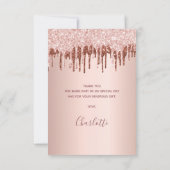 Verjaardag roos gouden roze druppels bedankkaart (Achterkant)