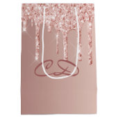 Verjaardag roos gouden roze druppels monogram init medium cadeauzakje (Achterkant)