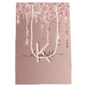 Verjaardag roos gouden roze druppels monogram scri medium cadeauzakje (Achterkant)