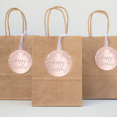 Verjaardag roos gouden roze druppels partij ronde sticker