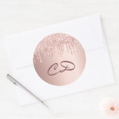 Verjaardag roos gouden roze monogram initialen ronde sticker (Envelop)