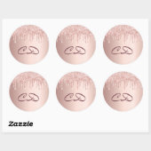 Verjaardag roos gouden roze monogram initialen ronde sticker (Vel)