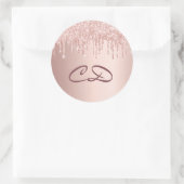 Verjaardag roos gouden roze monogram initialen ronde sticker (Tas)
