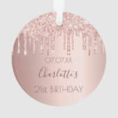 Verjaardag roos gouden roze naam ornament (achterkant)