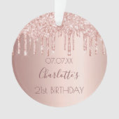 Verjaardag roos gouden roze naam ornament (voorkant)