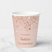 Verjaardag roos gouden sprankelingen monogram papieren bekers (Voorkant)