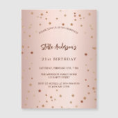 Verjaardag roos gouden sterren eenvoudige luxe magnetische uitnodiging (Voorkant)