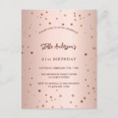 Verjaardag roos gouden sterren elegant eenvoudig f uitnodiging briefkaart (Voorkant)
