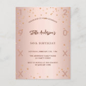 Verjaardag roos gouden sterren elegant uitnodiging briefkaart (Voorkant)