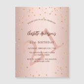 Verjaardag roos gouden sterren leeftijd luxe magnetische uitnodiging (Voorkant)