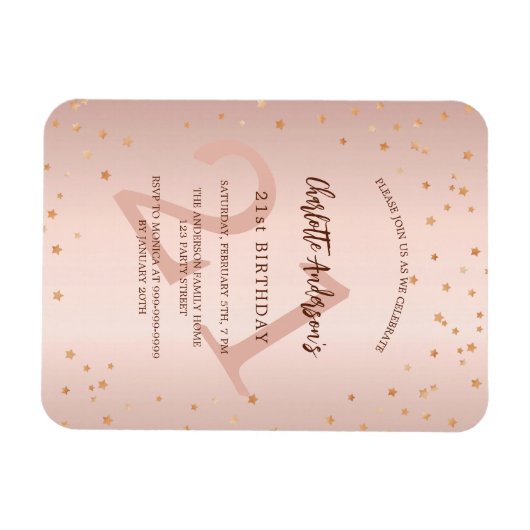 Verjaardag roos gouden sterren leeftijd luxe uitno magneet (Horizontaal)