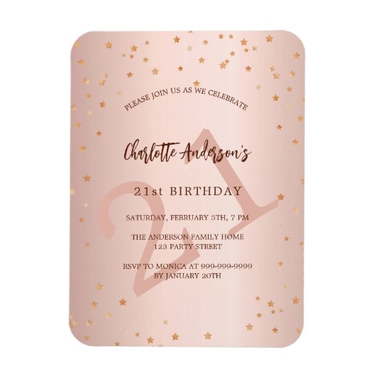 Verjaardag roos gouden sterren leeftijd luxe uitno magneet (Verticaal)