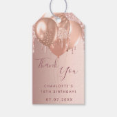 Verjaardag roos gouden vuile glitterdruppels bedan cadeaulabel (Voorkant)