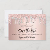 Verjaardag roos gouden zilver, behalve datumkaart save the date (Voorkant)