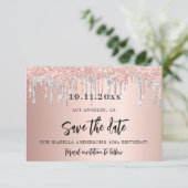 Verjaardag roos gouden zilver, behalve datumkaart save the date (Staand voorkant)