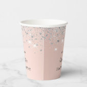 Verjaardag roos gouden zilveren glitter naam papieren bekers (Rechts)