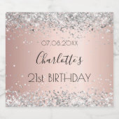 Verjaardag roos gouden zilveren naam elegant bier etiket (Enkel label)