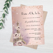 Verjaardag roos Paris Eiffeltoren uitnodiging